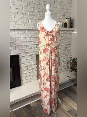 Vintage Barreds Floral Maxi Dress XXL – Excellent Condition